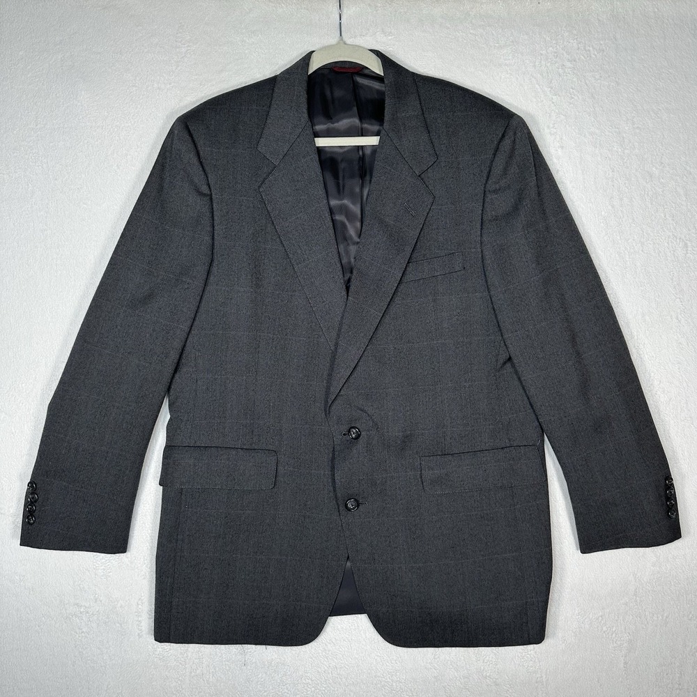 Hart‎ Schaffner Marx Heritage Plus Blazer Gray Plaid Dillard's Suit Jacket 44